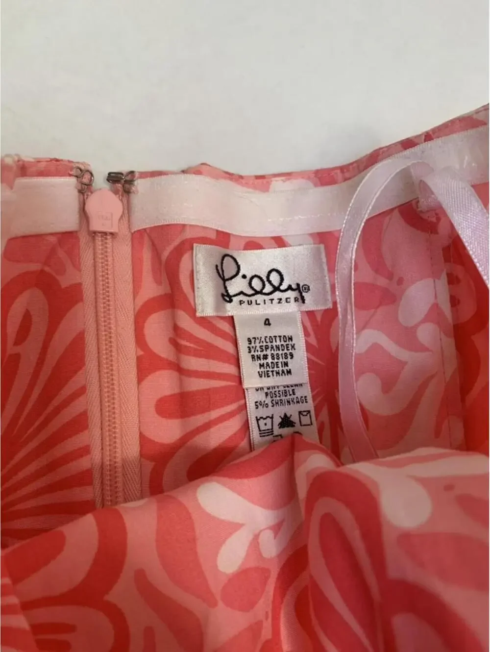 Lilly Pulitzer Sienna Size 4 Strapless Bandeau Coral Pink and White Dress - Picture 2 of 8